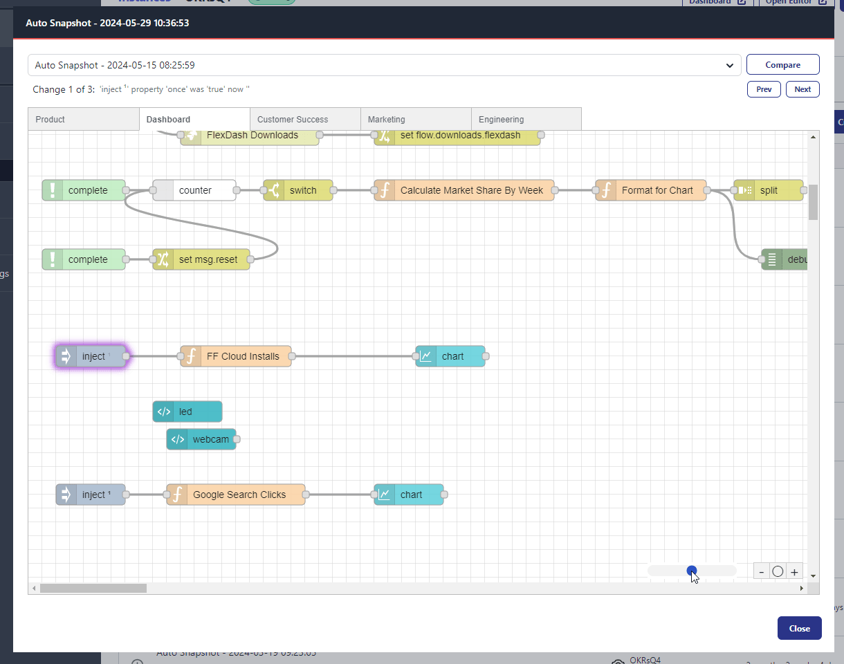 Comparing selected snapshot with another