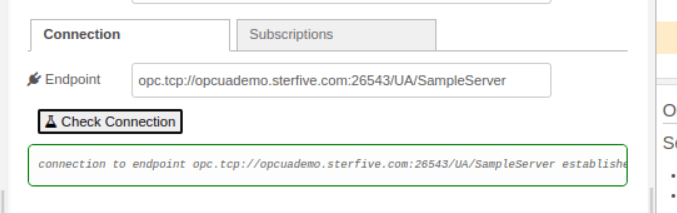 The Check Connection button reporting a successful connection "The Check Connection button reporting a successful connection"