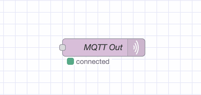 MQTT Node Status - Green 'connected' indicator confirms successful broker connection MQTT nodes in Node-RED editor showing green connected status indicators below each node